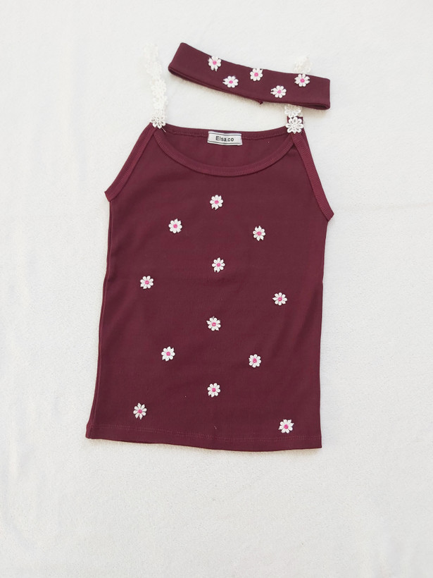 تاپ و هدبند ست طرح شکوفه