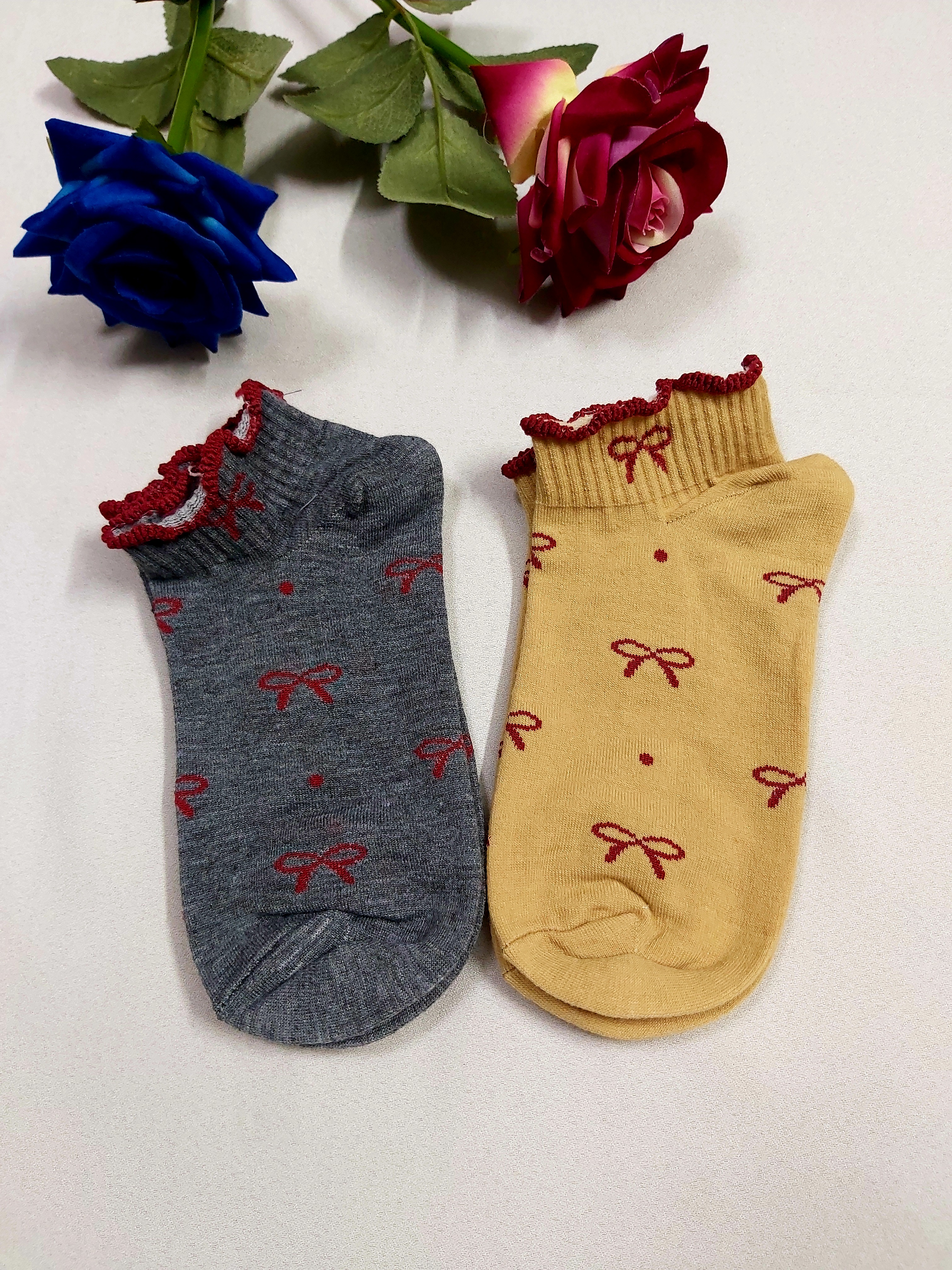 جوراب پنبه ای طرح پاپیون ریز